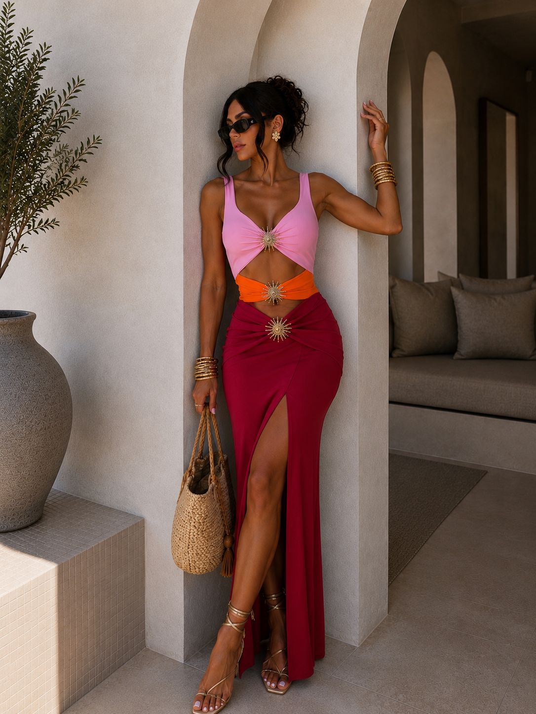 Bikini due pezzi con sole arancio - R.a. Boutique