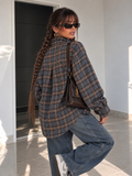 Camicia Over Tartan Grigia con Polsini Larghi - R.a. Boutique