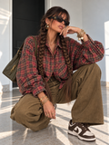 Camicia Over Tartan Bordeaux con Polsini Larghi - R.a. Boutique