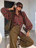 Camicia Over Tartan Bordeaux con Polsini Larghi - R.a. Boutique