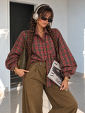 Camicia Over Tartan Bordeaux con Polsini Larghi - R.a. Boutique