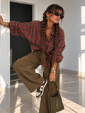 Camicia Over Tartan Bordeaux con Polsini Larghi - R.a. Boutique
