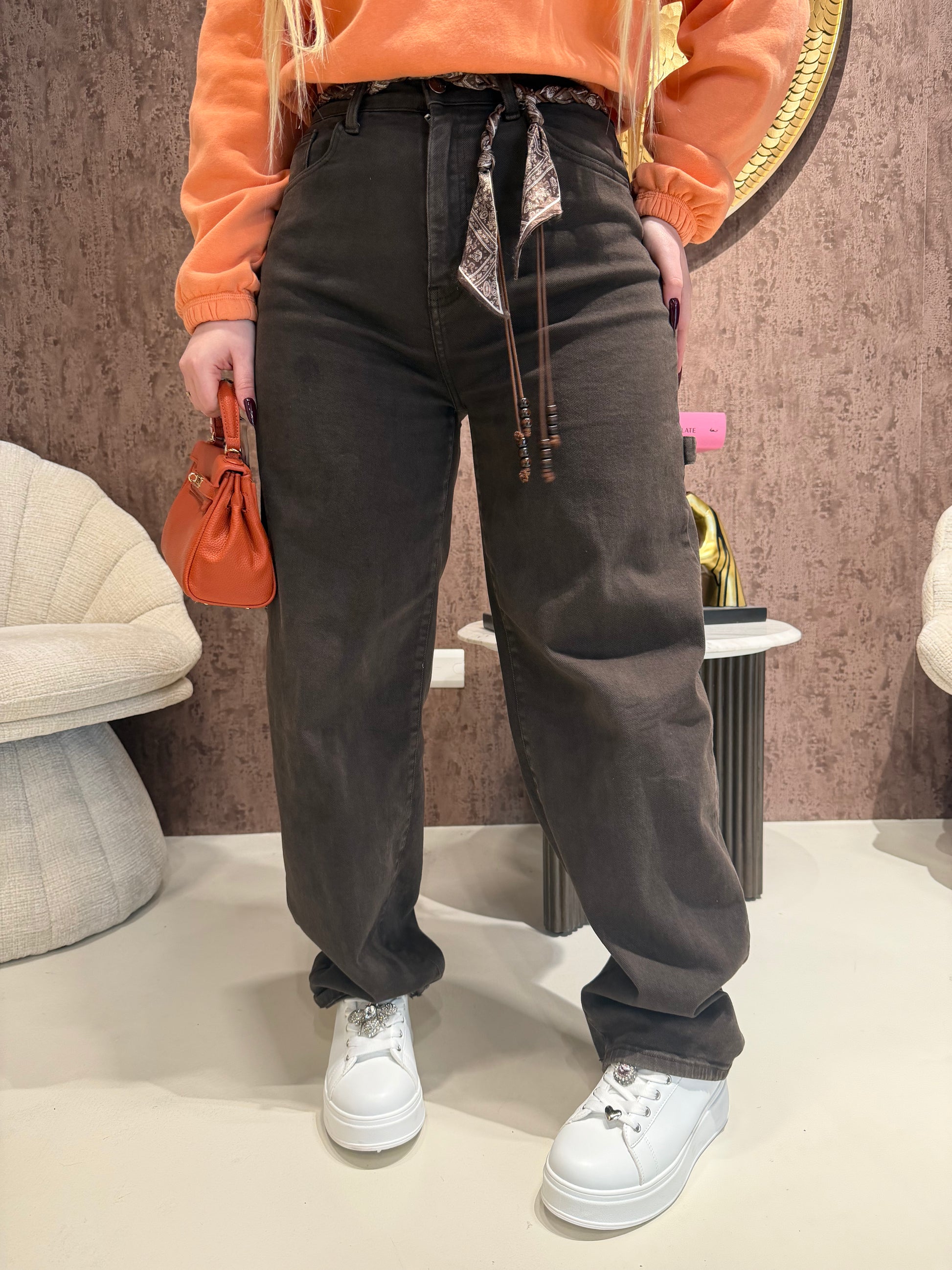 Jeans Wide Leg Brown - R.a. Boutique