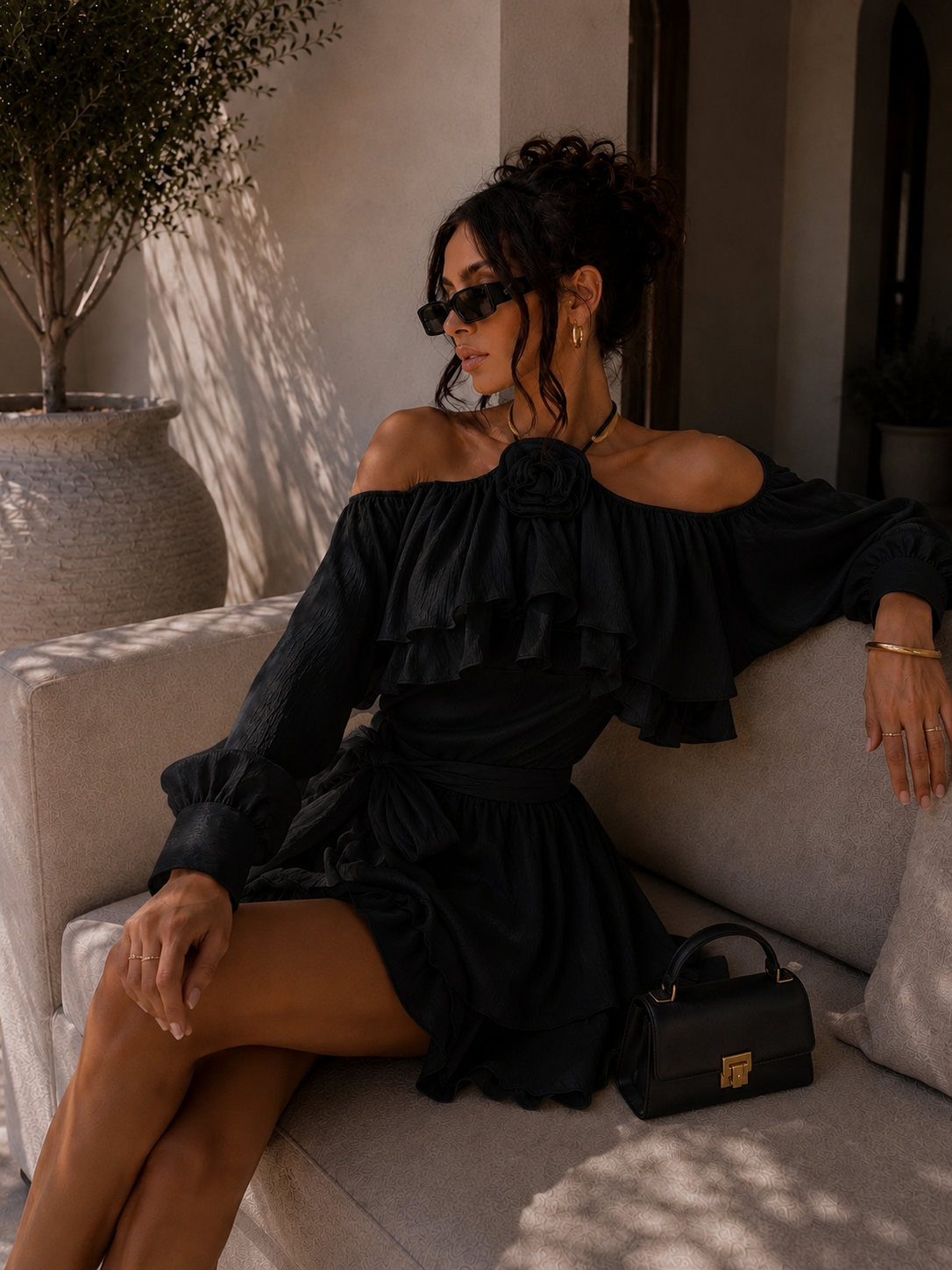 Abito Romantic Rouches Flower - R.a. Boutique
