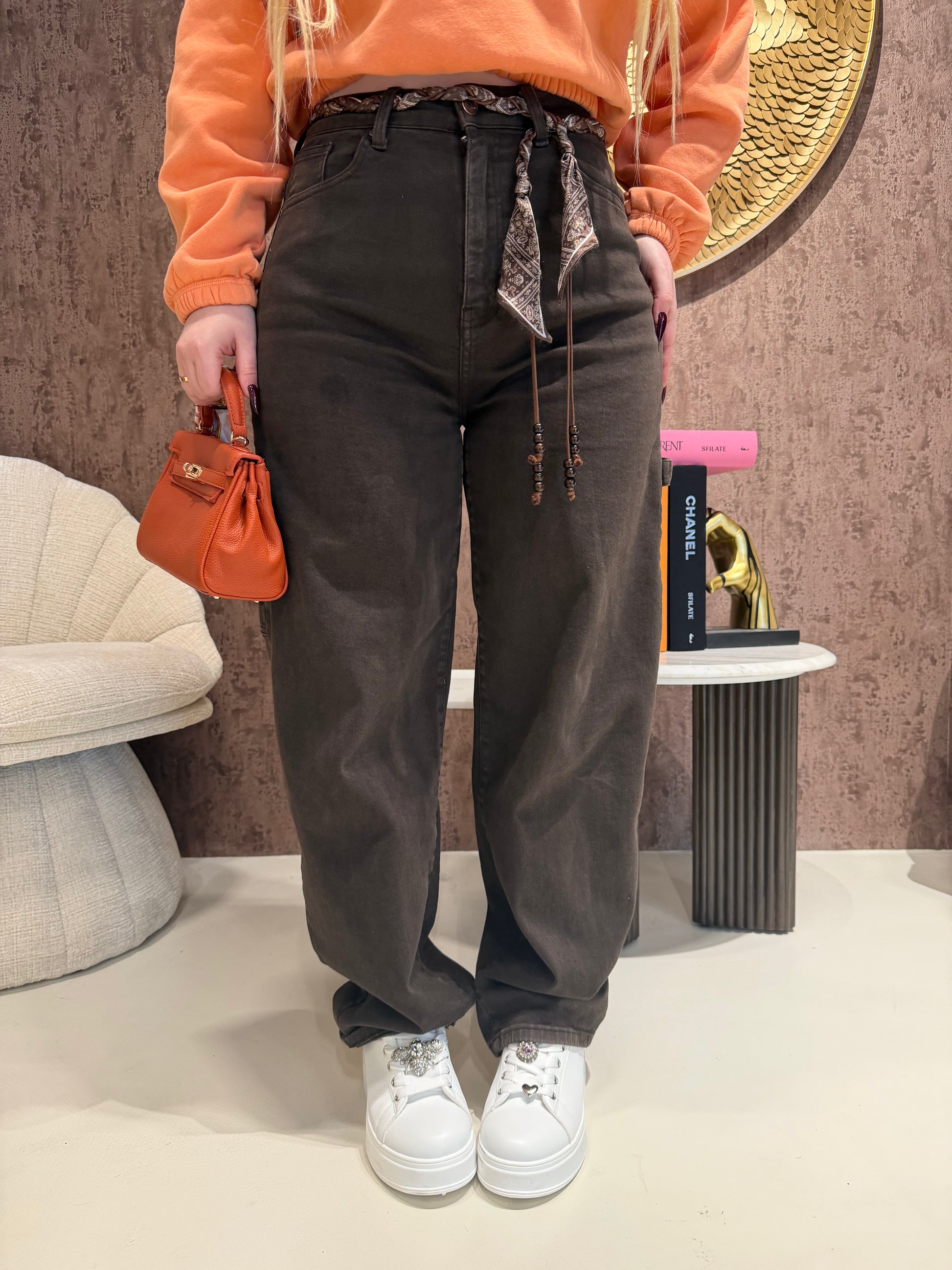 Jeans Wide Leg Brown - R.a. Boutique