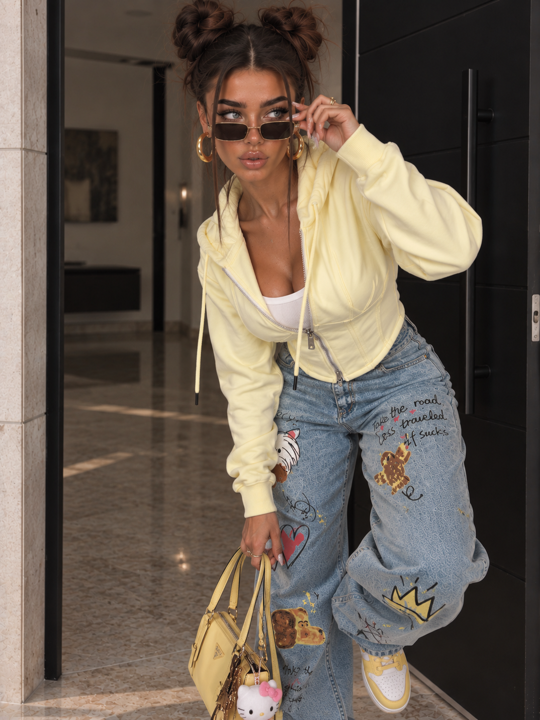 Felpa Crop Gialla con Vita Corsetto - R.a. Boutique