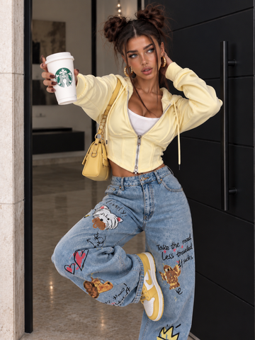 Felpa Crop Gialla con Vita Corsetto - R.a. Boutique