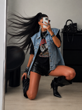 Gilet in jeans con spille - R.a. Boutique