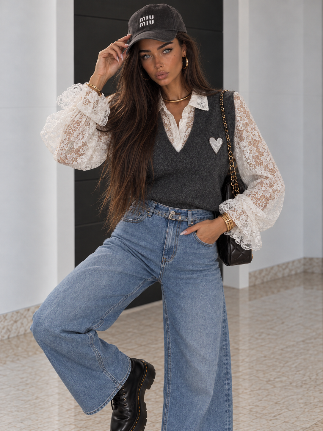 Jeans Wide Leg con Cintura Integrata - R.a. Boutique