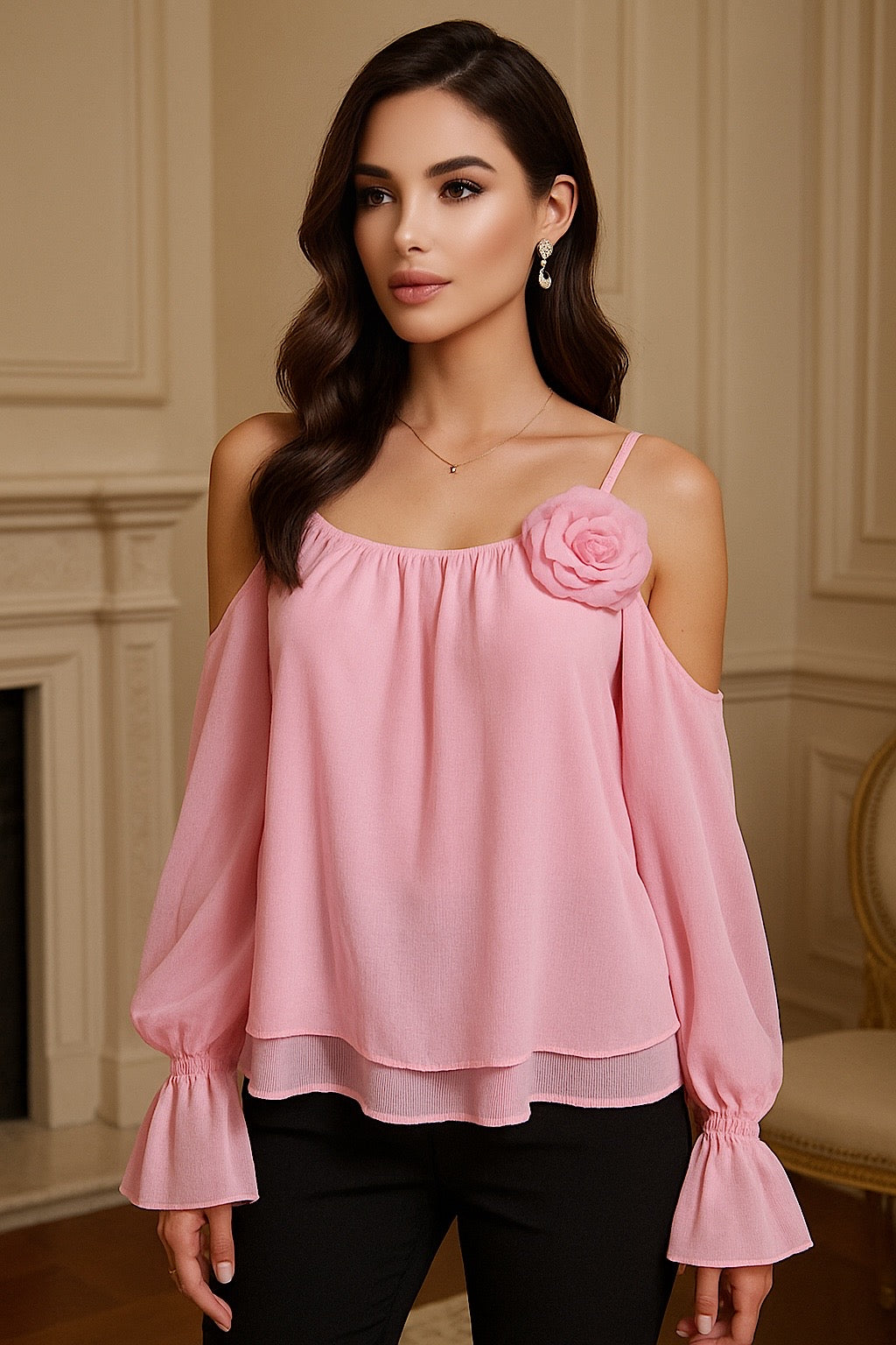 Blusa con rosa - R.a. Boutique