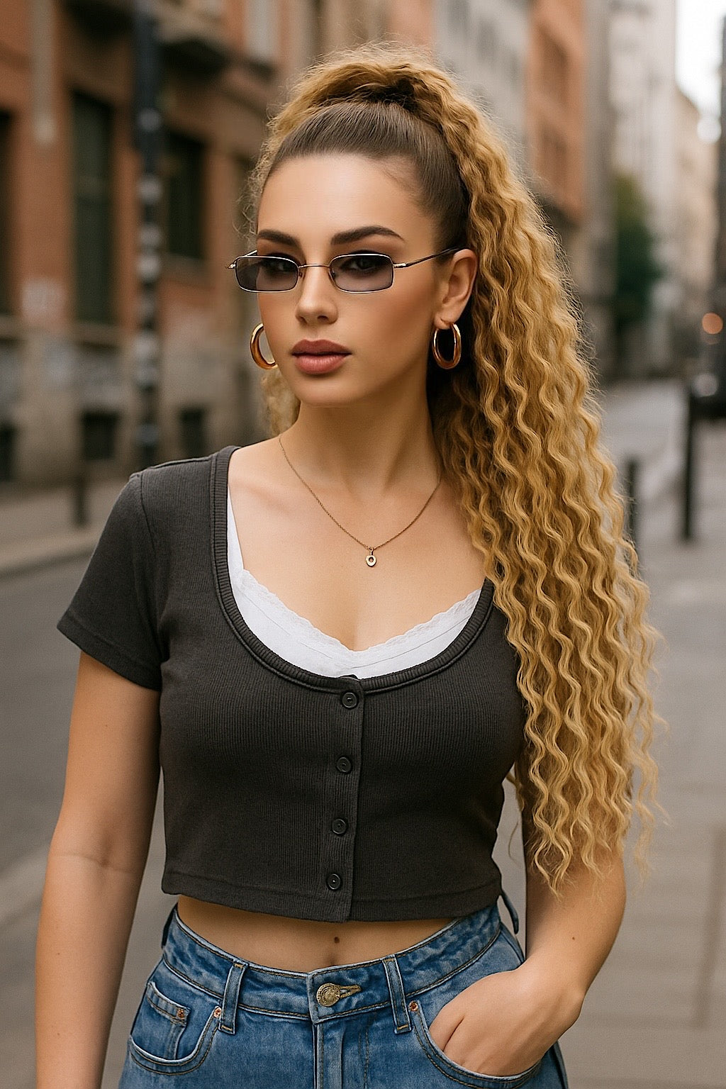 Maglia grigio scuro con canotta - R.a. Boutique