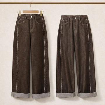 Jeans Wide Leg “Cocoa Stitch”