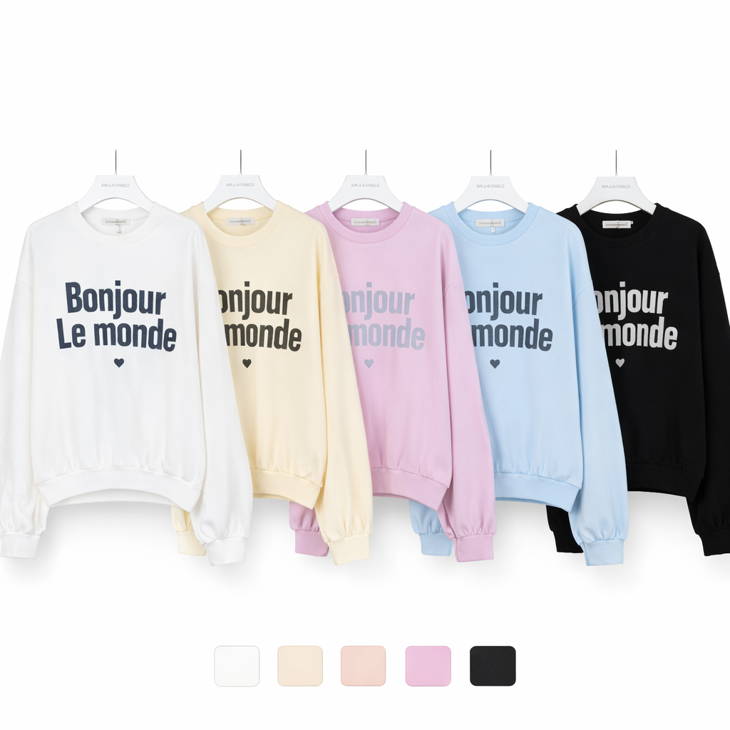 Felpa primaverile Bonjour Le Monde