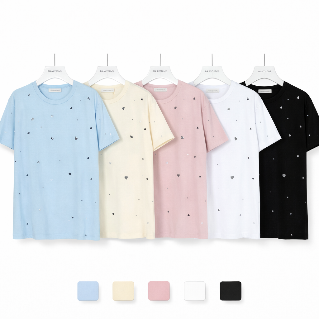 T-shirt Cuori Brillantini Love Basic