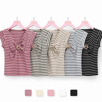 Top Righe Glam con Fibbia Gioiello