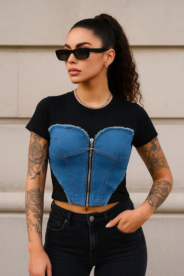 T-shirt con denim - R.a. Boutique