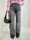 Jeans scuro con strass e risvolto - R.a. Boutique