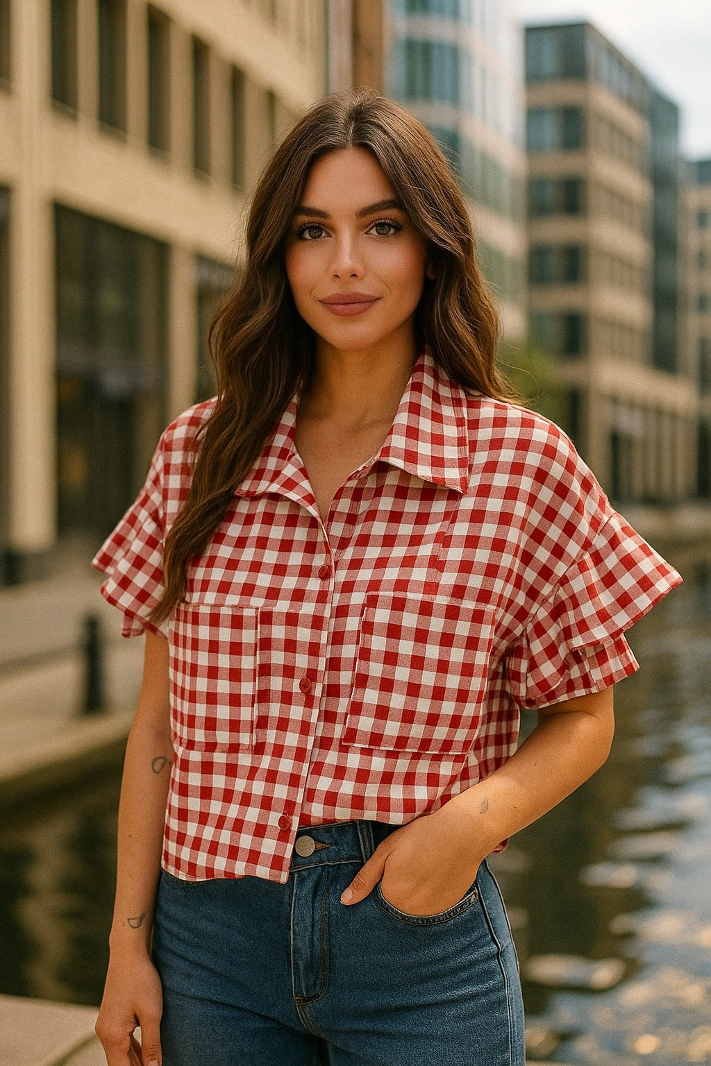 Camicia a quadri rossa manica corta - R.a. Boutique