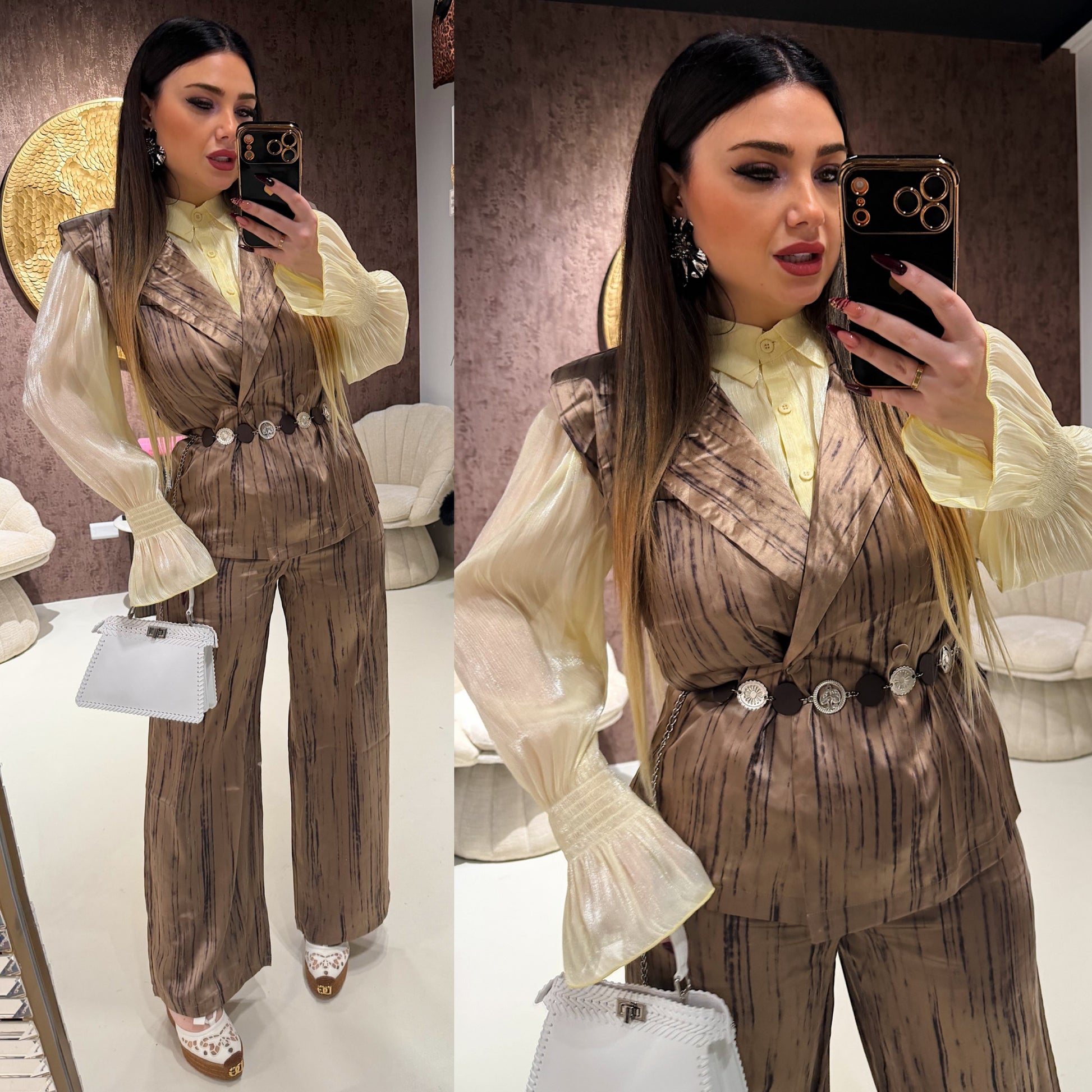 Completo venature luxury con cintura - R.a. Boutique