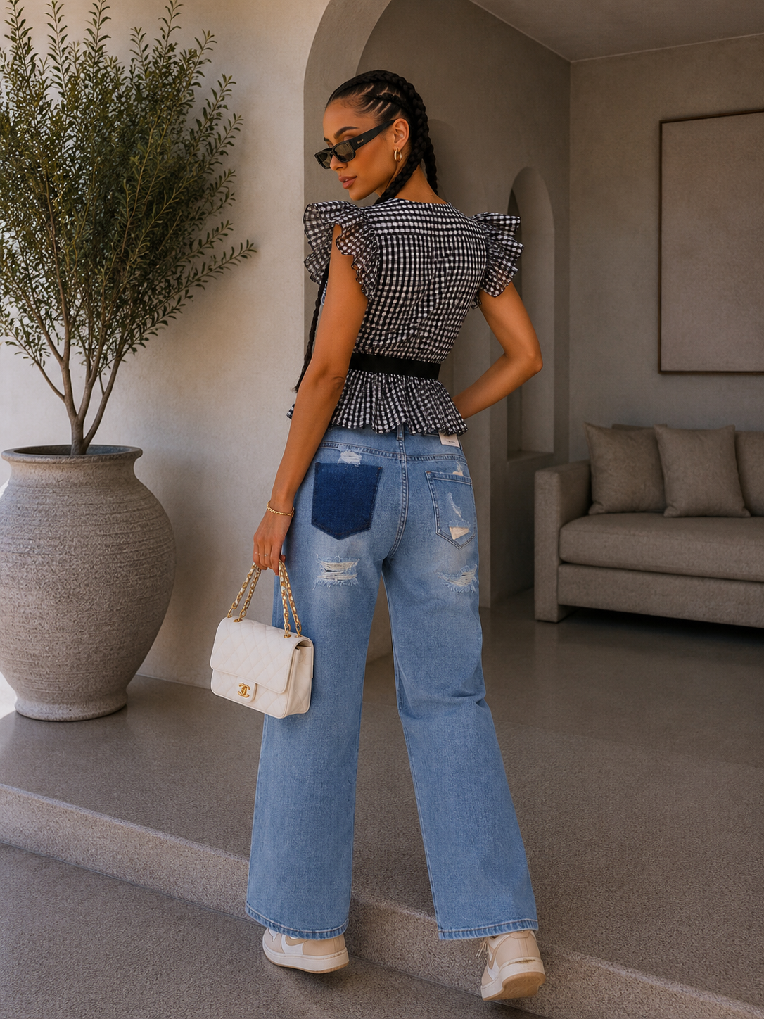 Jeans con strappi e dettaglio tasca - R.a. Boutique