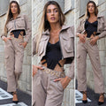 Completo giacca e pantalone cargo Camel - R.a. Boutique 
