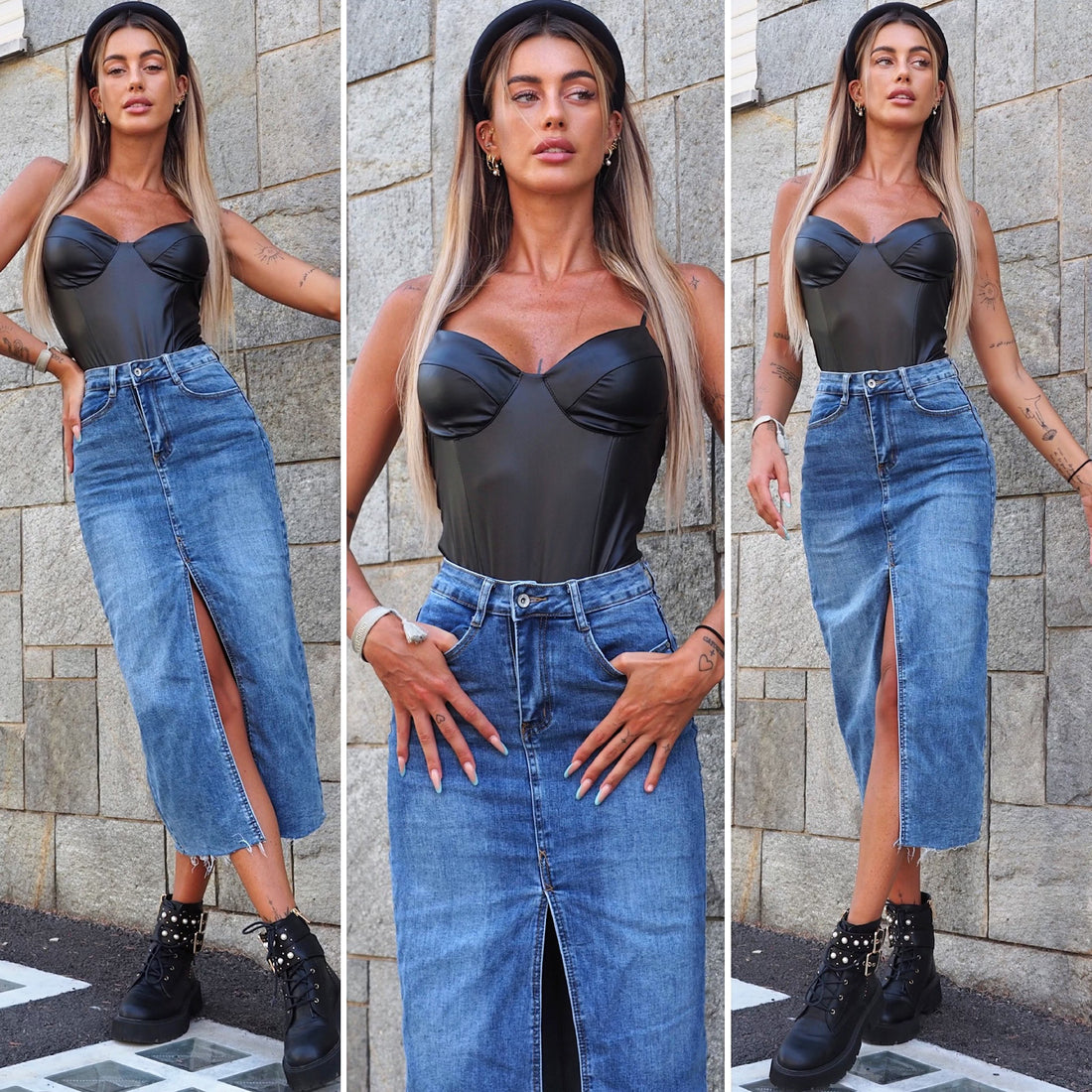 Gonna midi in jeans - R.a. Boutique 