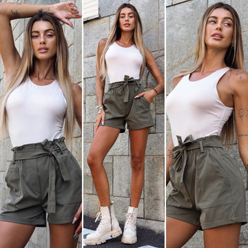 Short con fiocco verde militare - R.a. Boutique 