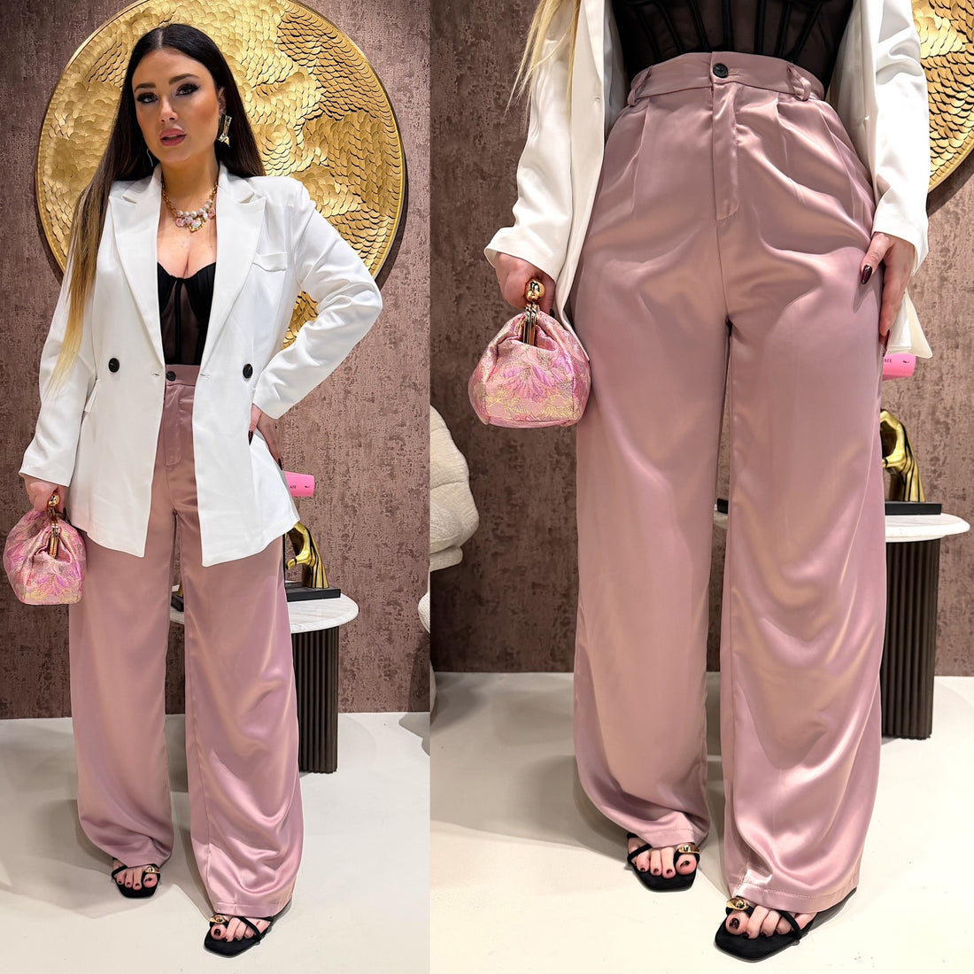 Pantalone satin con elastico - R.a. Boutique