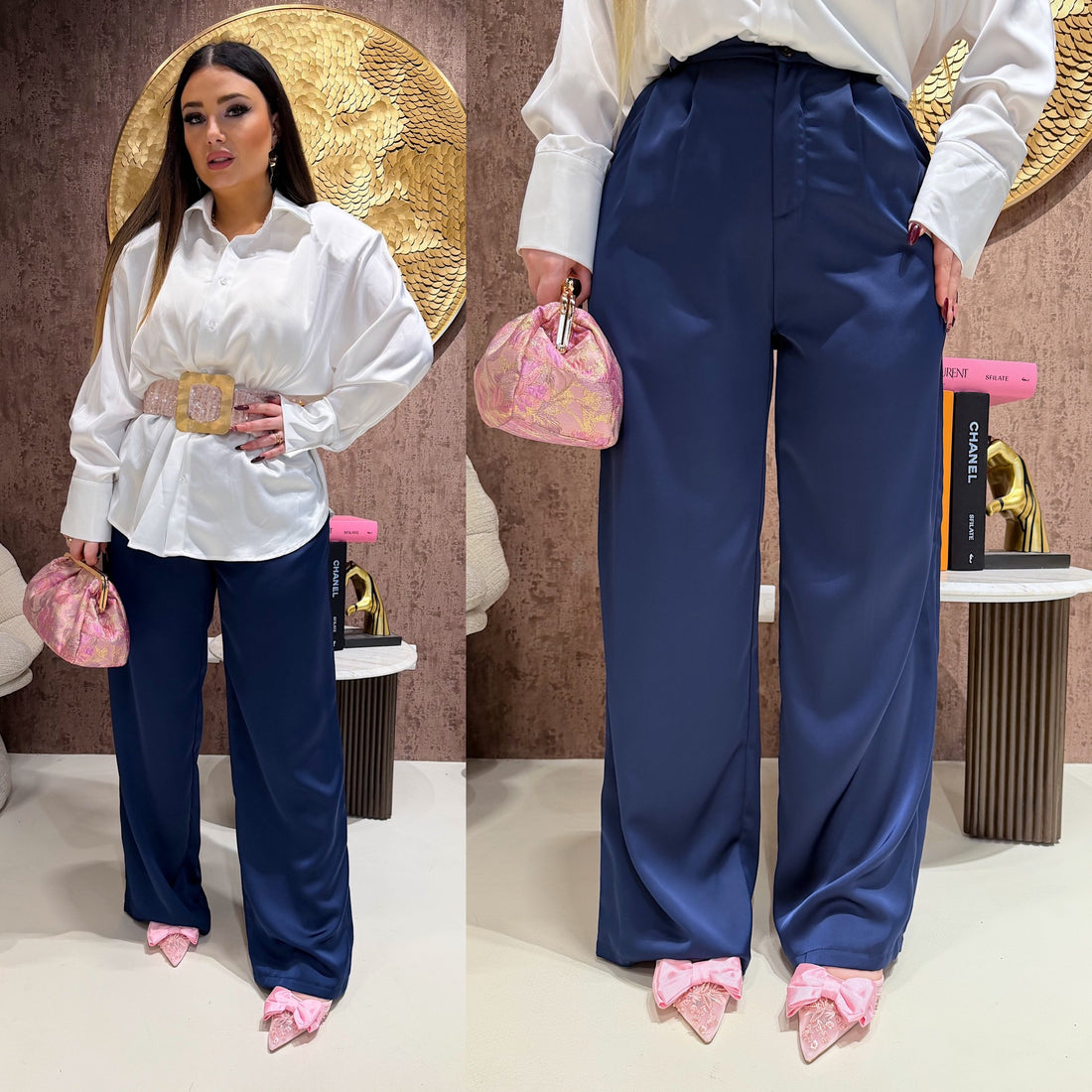 Pantalone satin con elastico - R.a. Boutique