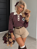 Maglia Polo Teddy a Righe bordeaux - R.a. Boutique