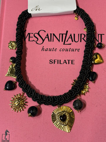 Collana Corda Nera con cuore dorato - R.a. Boutique