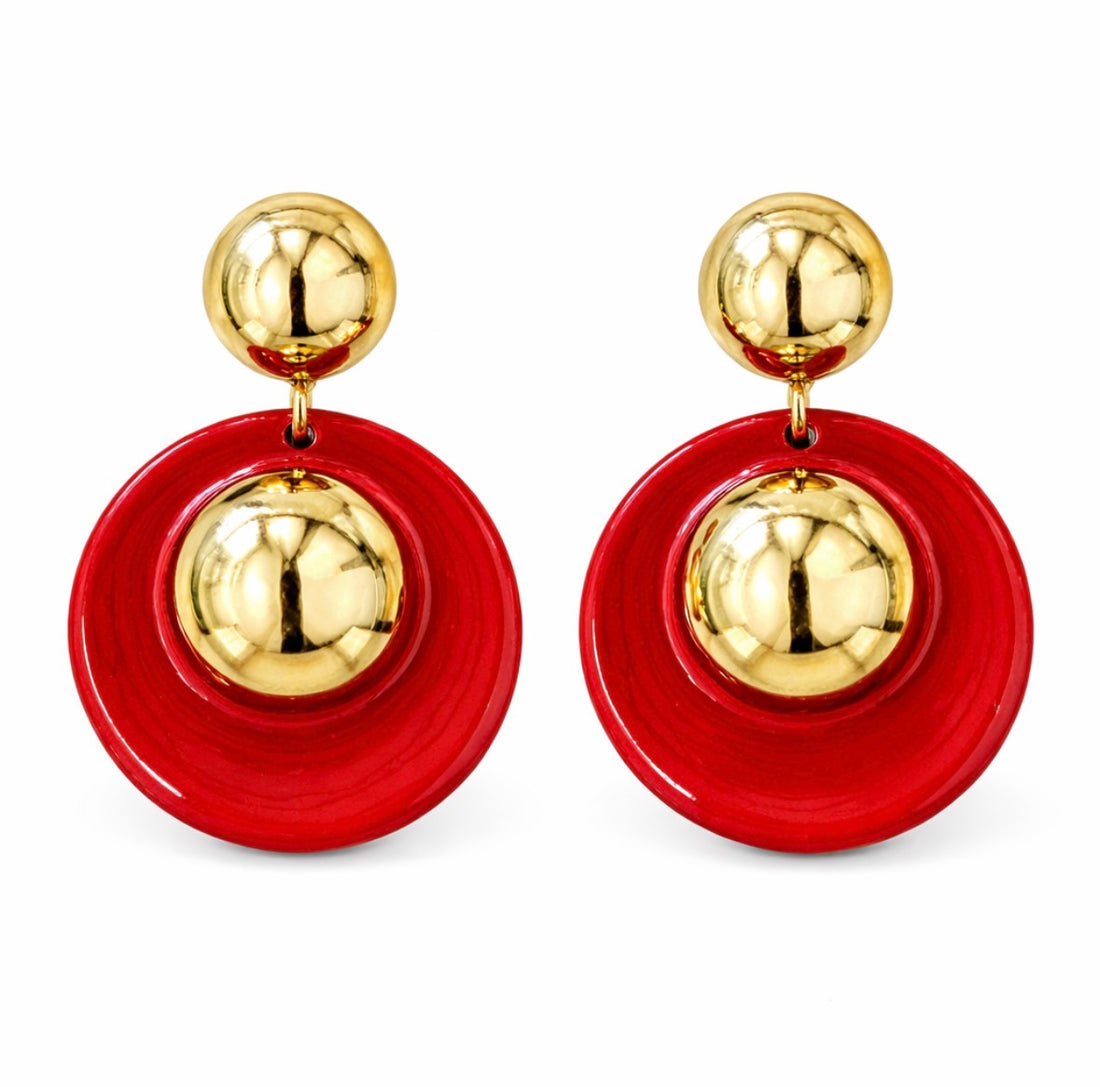 Orecchini Button Rossi senza foro - R.a. Boutique