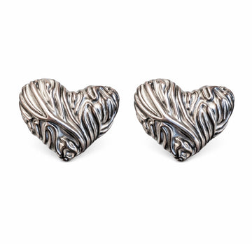 Orecchini Cuore Scolpito Argentati - R.a. Boutique