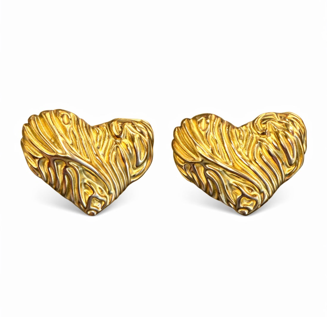 Orecchini Cuore Scolpito Dorati - R.a. Boutique