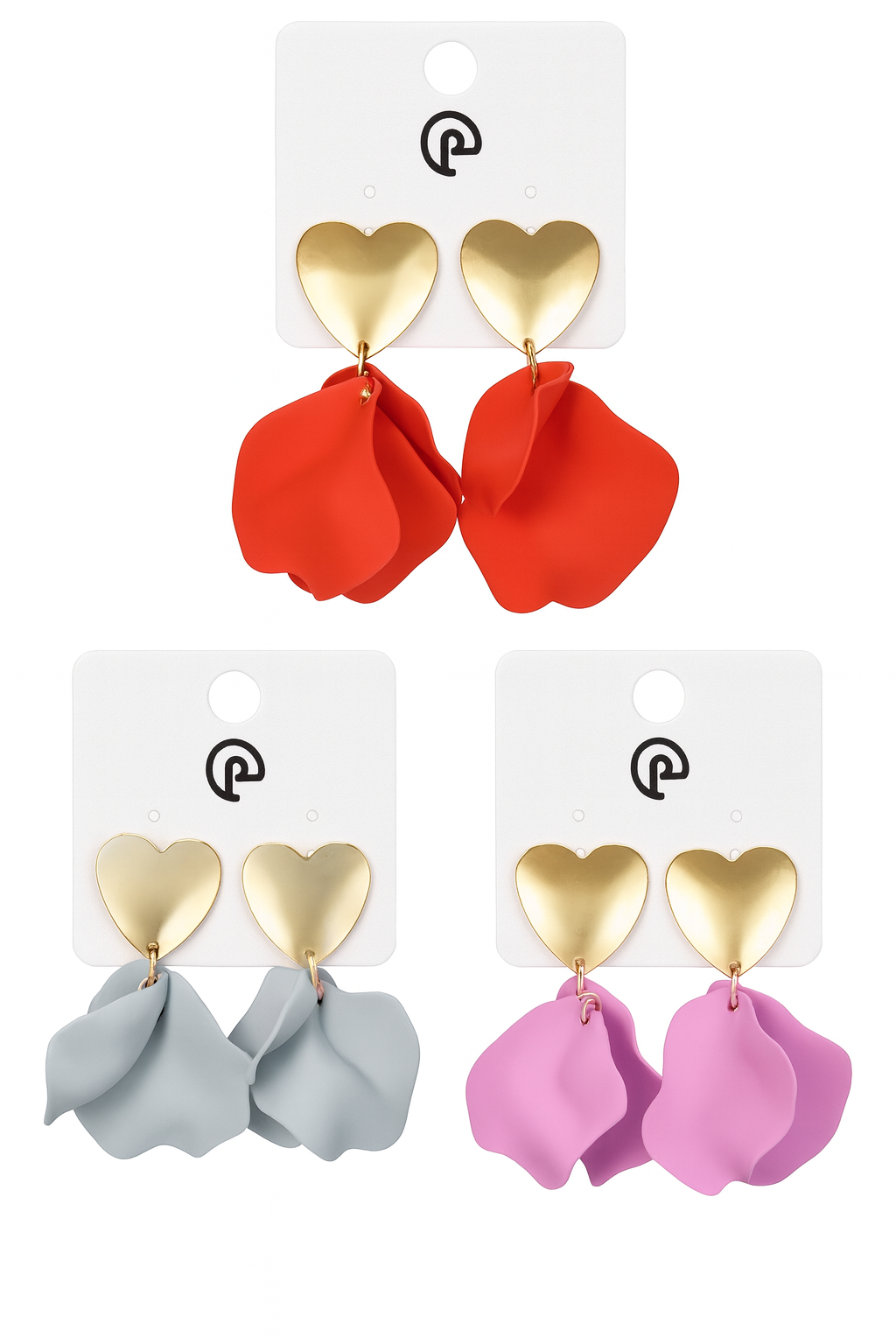 Orecchini Cuore e Petali Rossi - R.a. Boutique