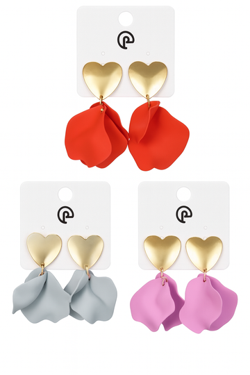 Orecchini Cuore e Petali Rossi - R.a. Boutique