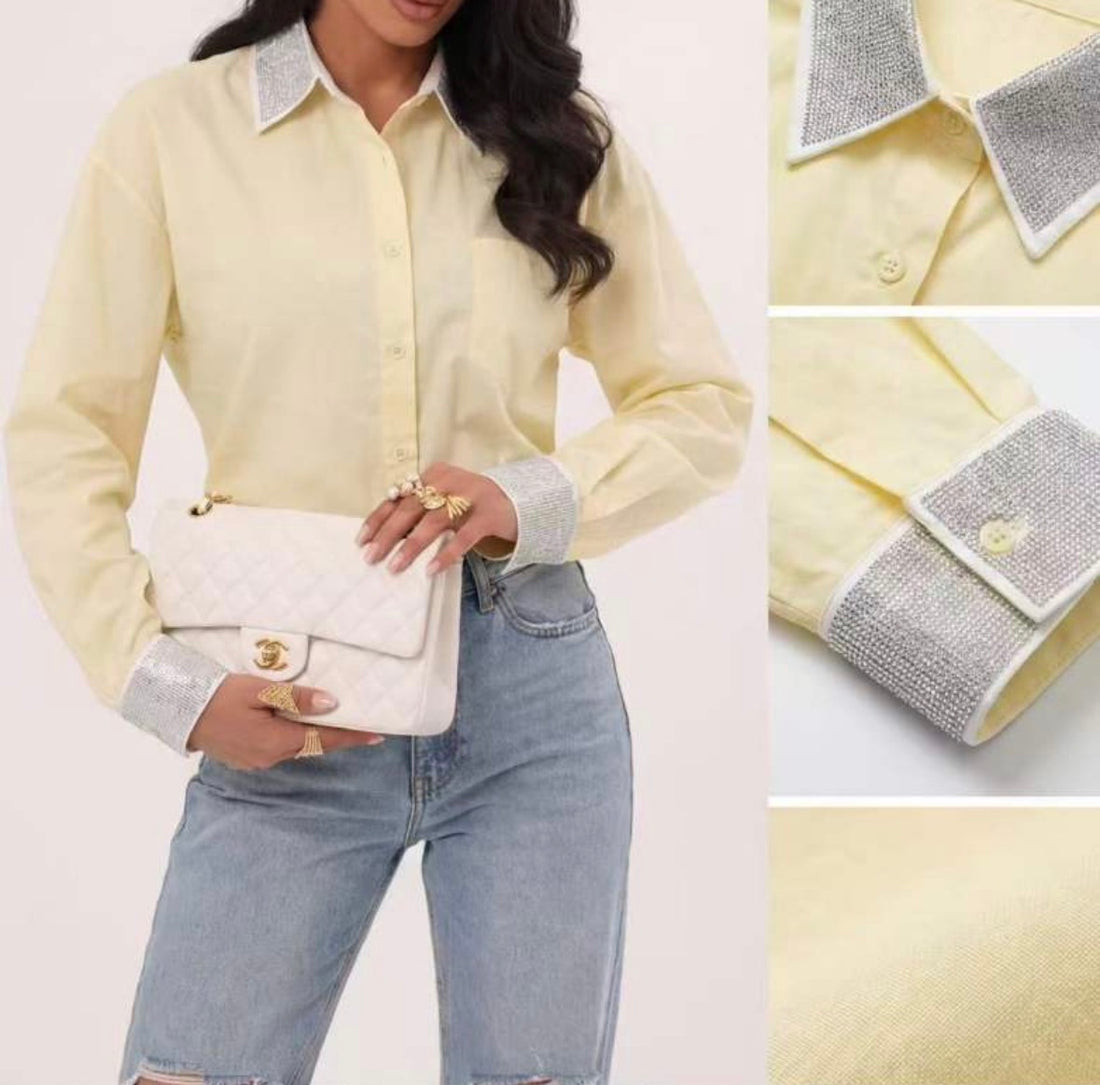 Camicia con brillantini su polso e maniche - R.a. Boutique