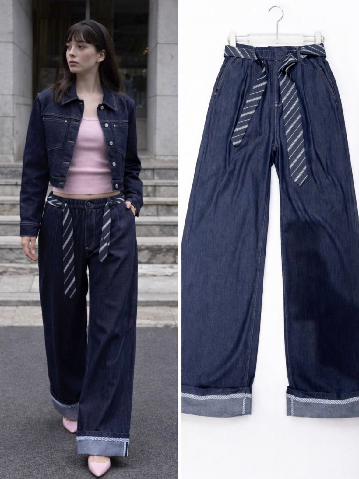 Pantalone con cravatta e risvolto - R.a. Boutique