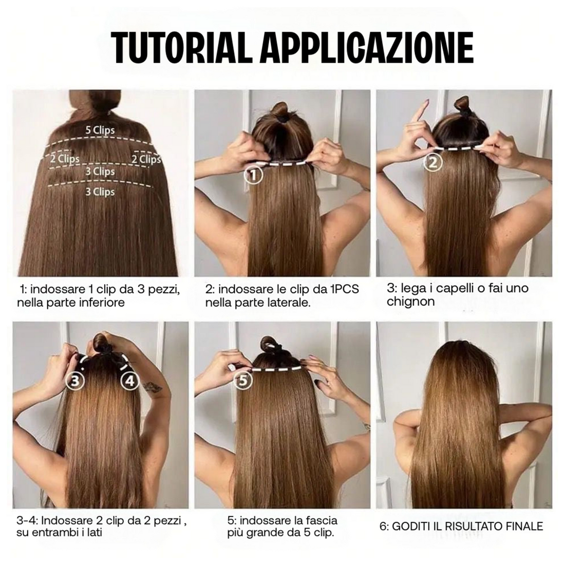 Extension 150gr lisce 7 clip vari colori - R.a. Boutique