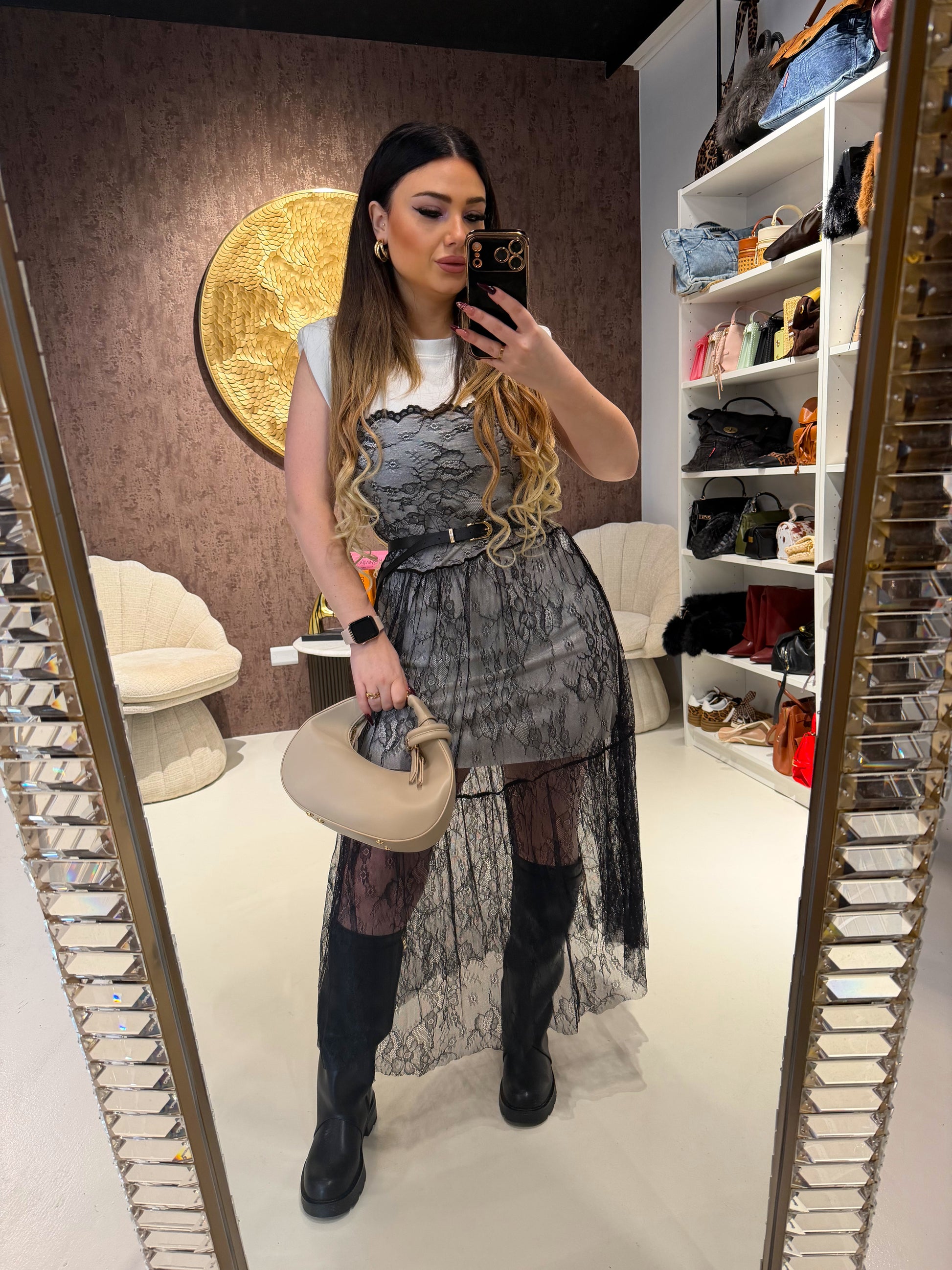 Abito lace elegance con cintura - R.a. Boutique