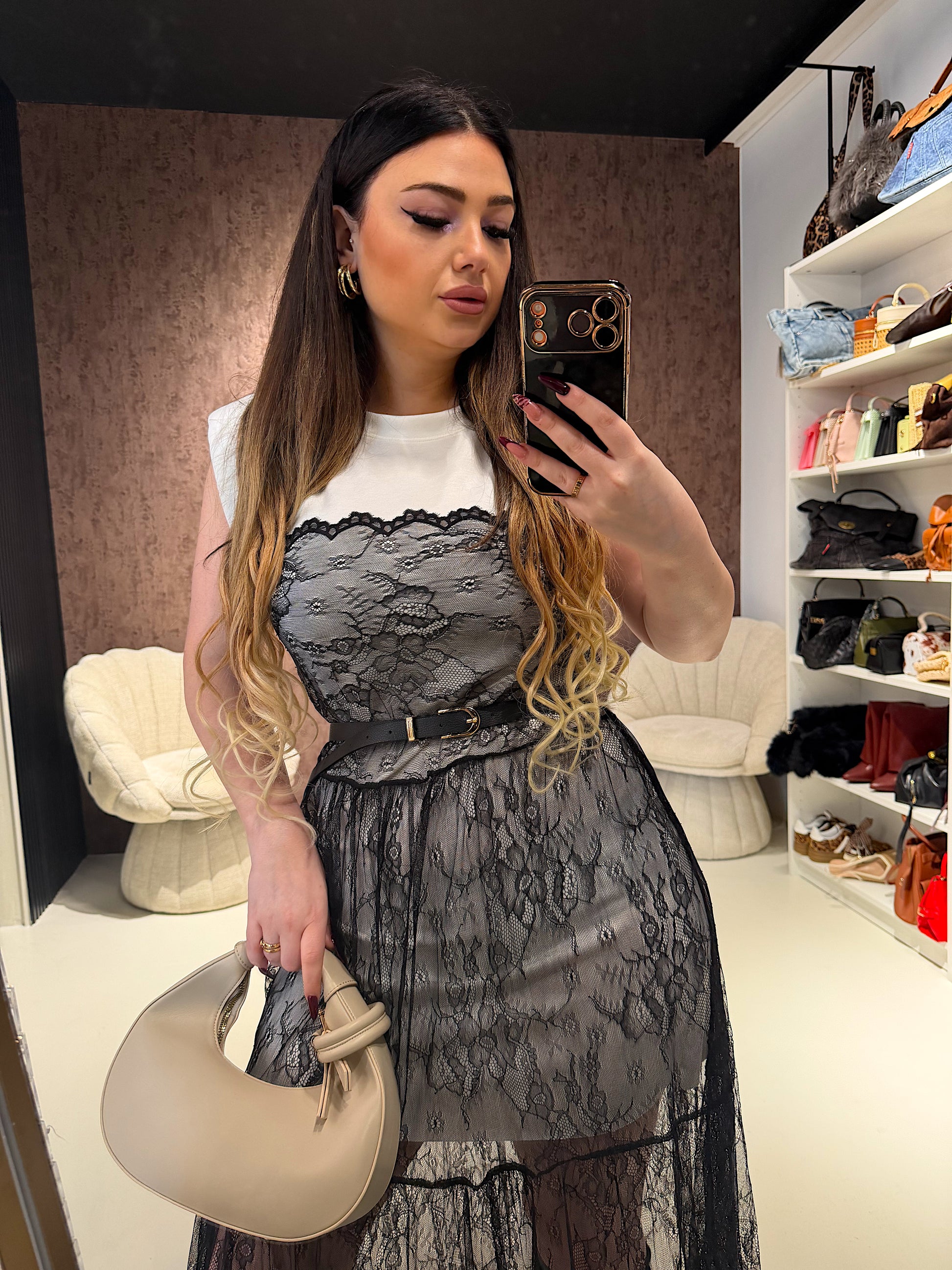 Abito lace elegance con cintura - R.a. Boutique