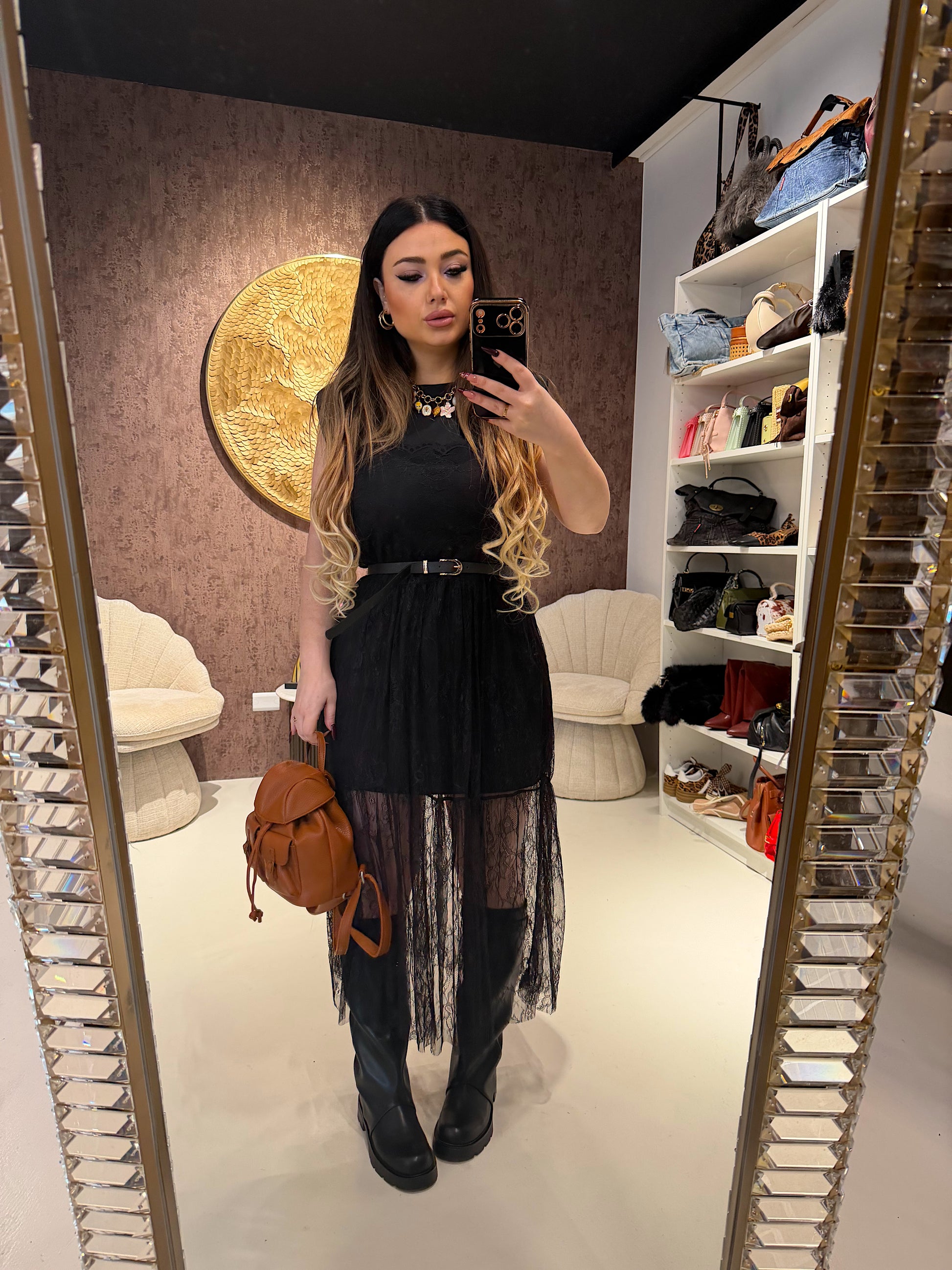 Abito lace elegance con cintura - R.a. Boutique