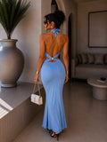 Abito Celeste con gemma - R.a. Boutique