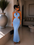 Abito Celeste con gemma - R.a. Boutique