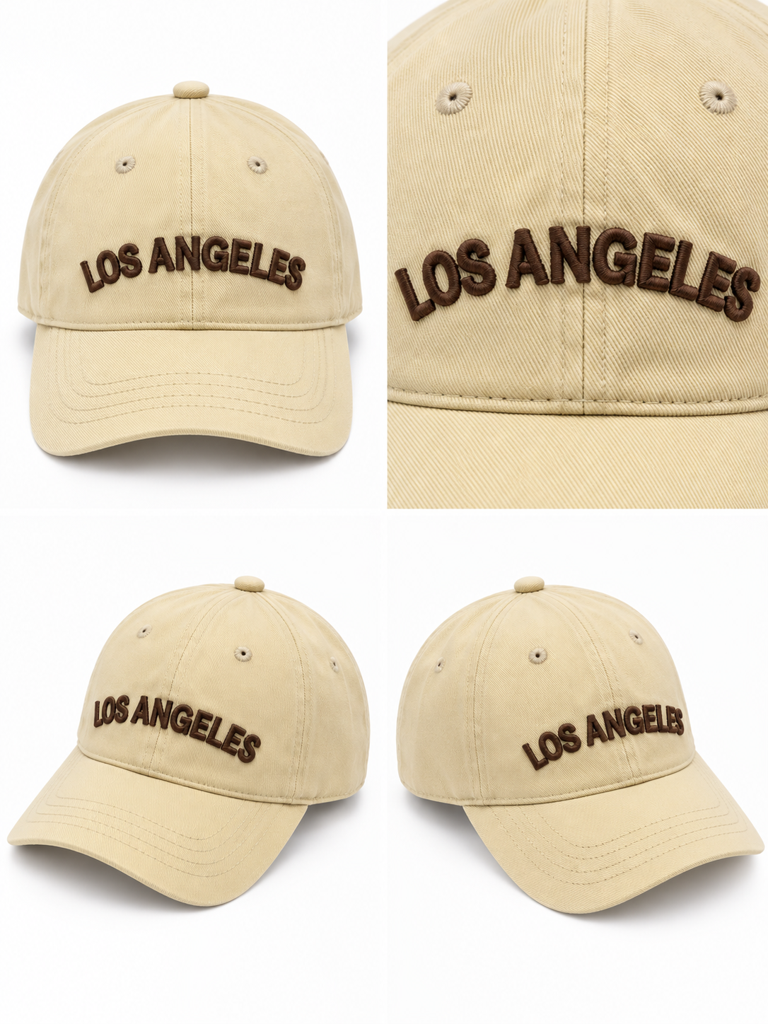 Cappello Baseball Beige Los Angeles Ricamato - R.a. Boutique