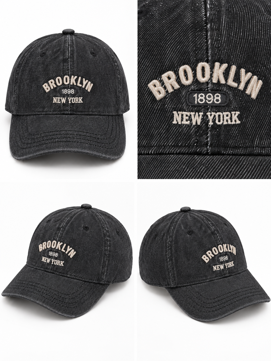 Cappello Baseball Jeans Nero Brooklyn New York - R.a. Boutique