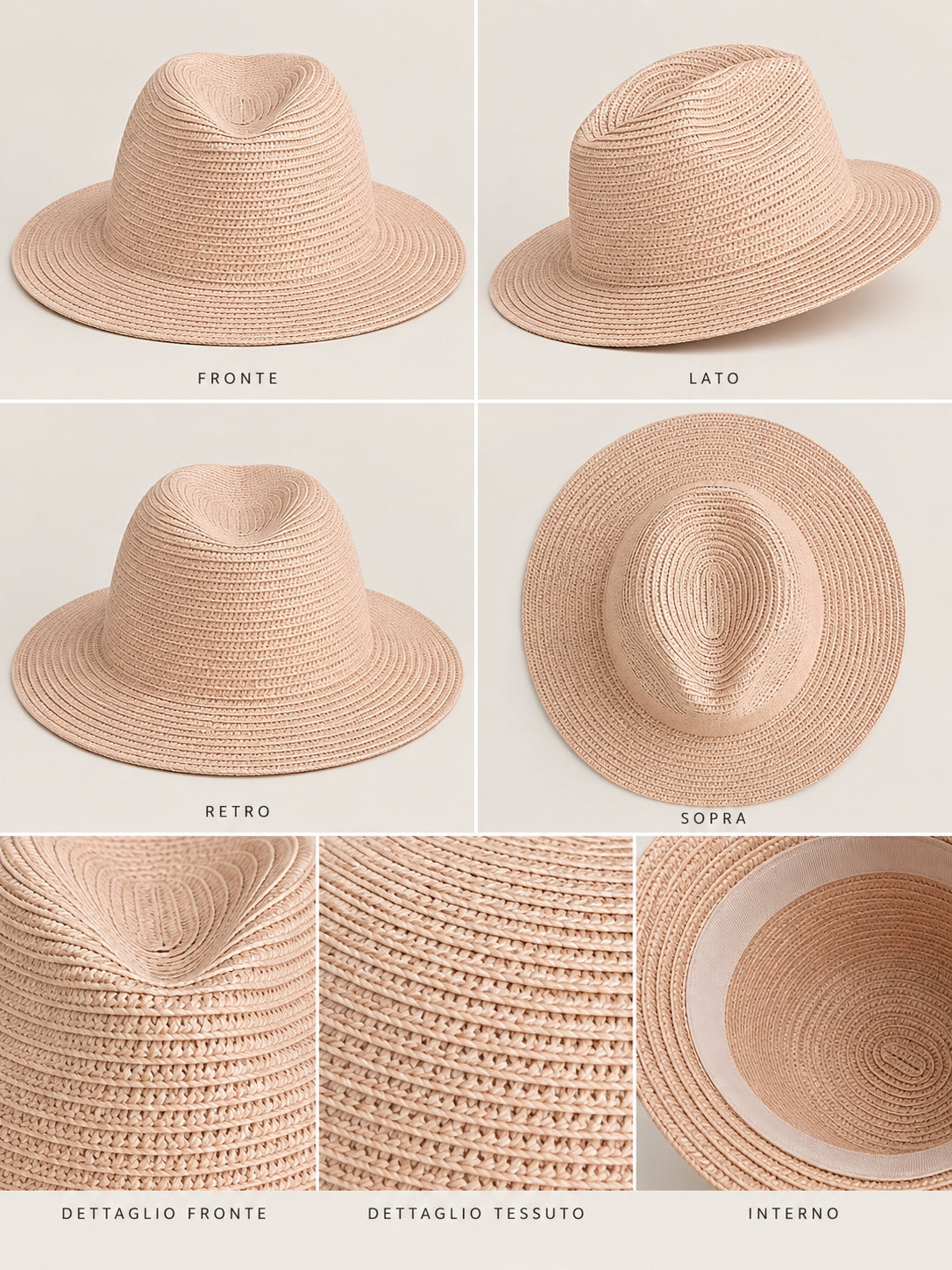 Cappello beige intrecciato