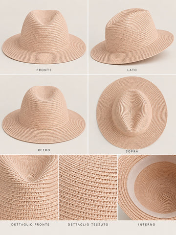 Cappello beige intrecciato