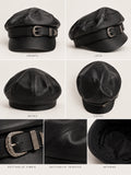 Cappello Nero in Ecopelle con Fibbia Western - R.a. Boutique