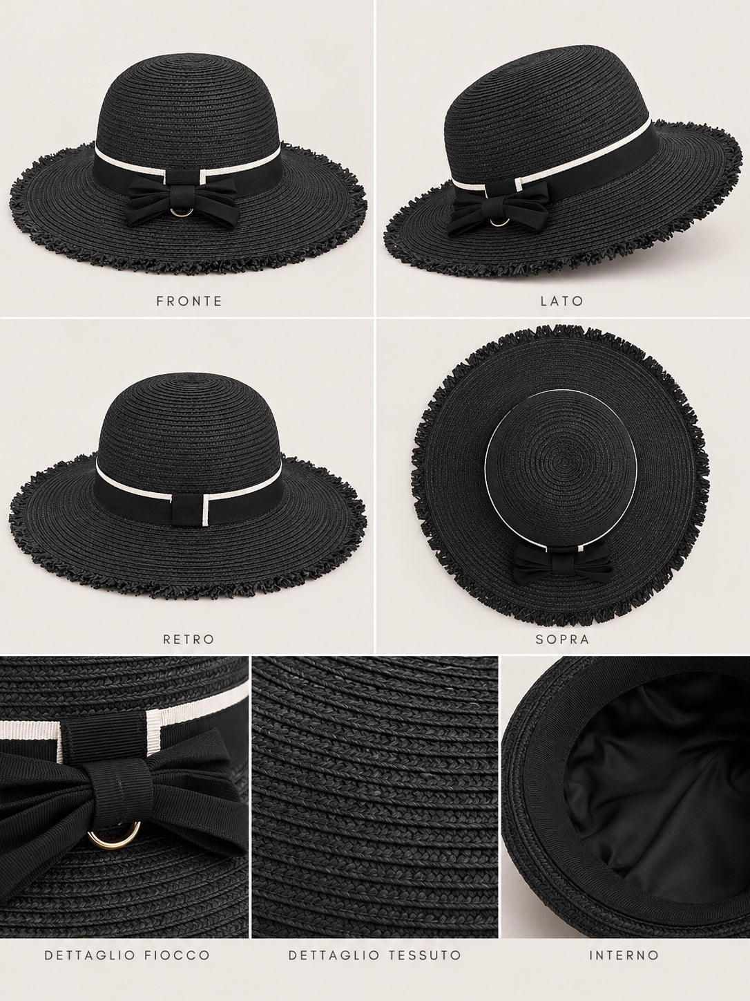 Cappello nero con fiocco